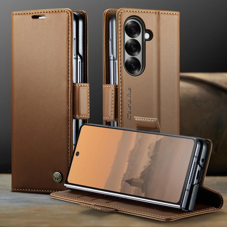 For Galaxy Z Fold7 CaseMe 023 Butterfly Buckle Litchi Texture RFID Anti-theft Leather Phone Case