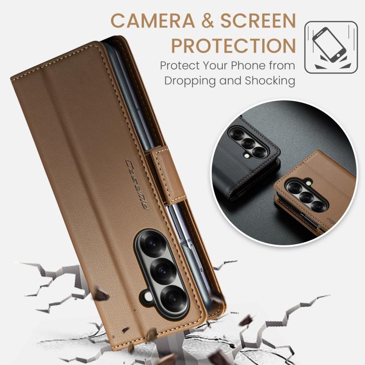 For Galaxy Z Fold7 CaseMe 023 Butterfly Buckle Litchi Texture RFID Anti-theft Leather Phone Case
