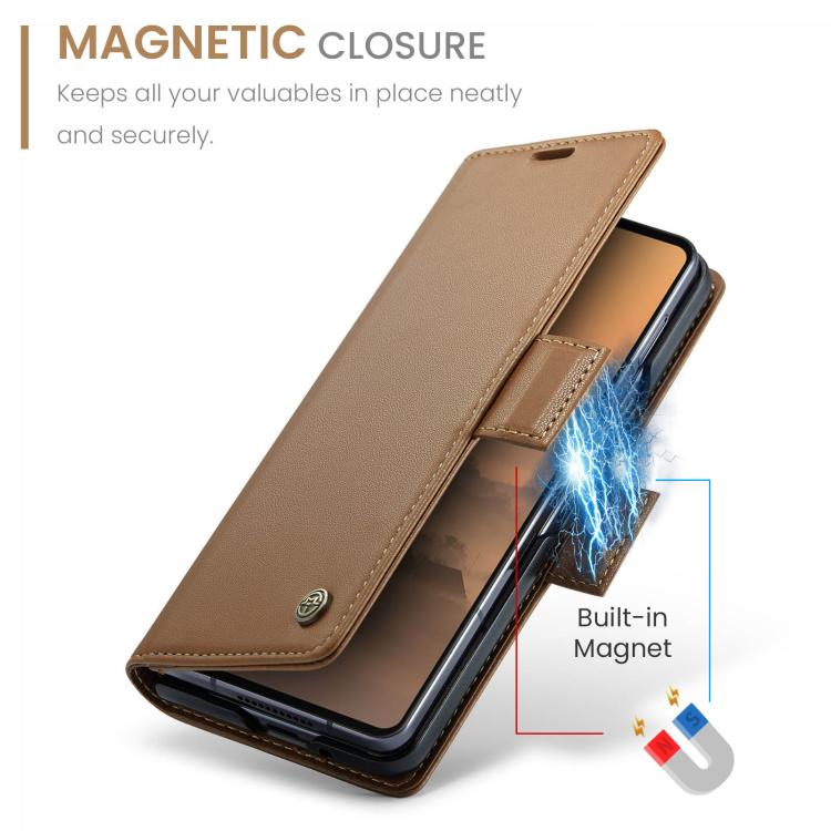 For Galaxy Z Fold7 CaseMe 023 Butterfly Buckle Litchi Texture RFID Anti-theft Leather Phone Case