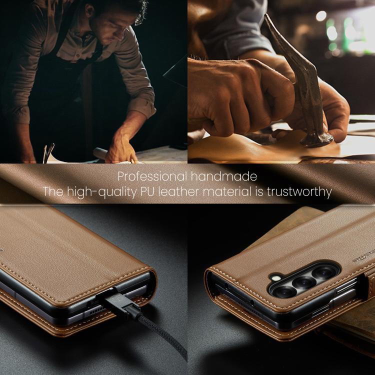 For Galaxy Z Fold7 CaseMe 023 Butterfly Buckle Litchi Texture RFID Anti-theft Leather Phone Case
