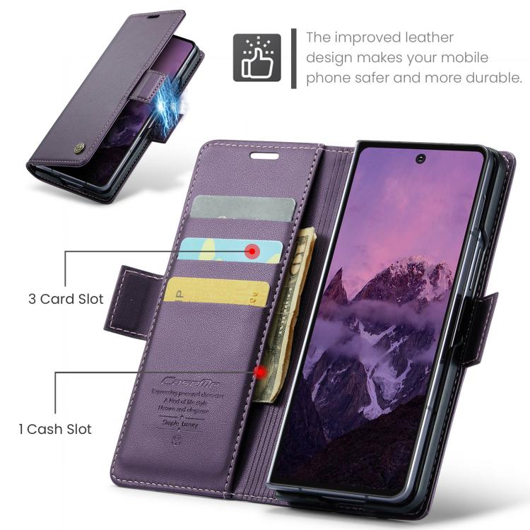 For Galaxy Z Fold7 CaseMe 023 Butterfly Buckle Litchi Texture RFID Anti-theft Leather Phone Case