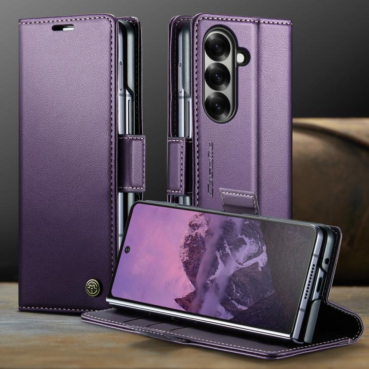 For Galaxy Z Fold7 CaseMe 023 Butterfly Buckle Litchi Texture RFID Anti-theft Leather Phone Case