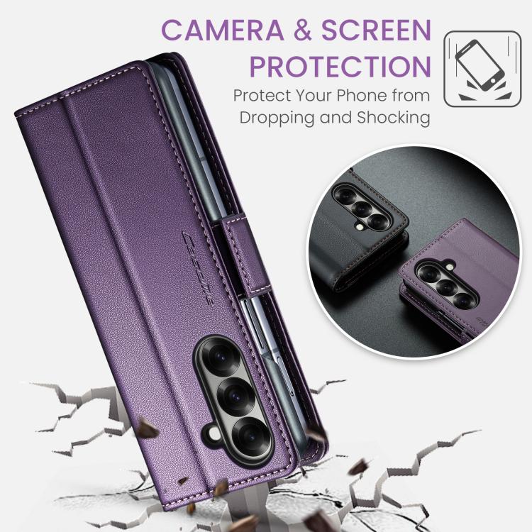 For Galaxy Z Fold7 CaseMe 023 Butterfly Buckle Litchi Texture RFID Anti-theft Leather Phone Case