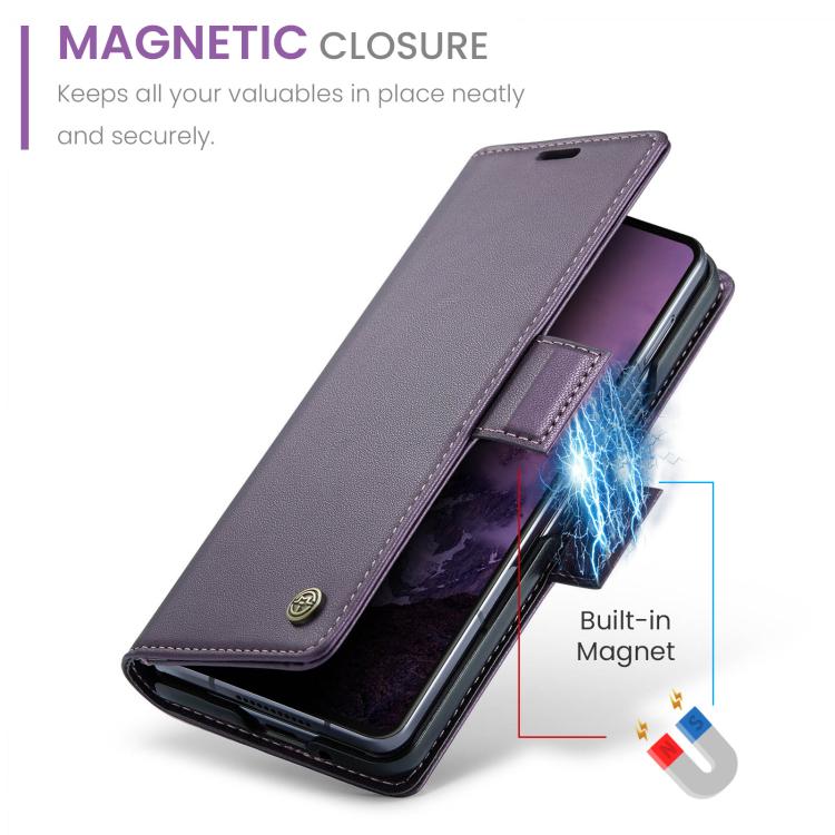 For Galaxy Z Fold7 CaseMe 023 Butterfly Buckle Litchi Texture RFID Anti-theft Leather Phone Case