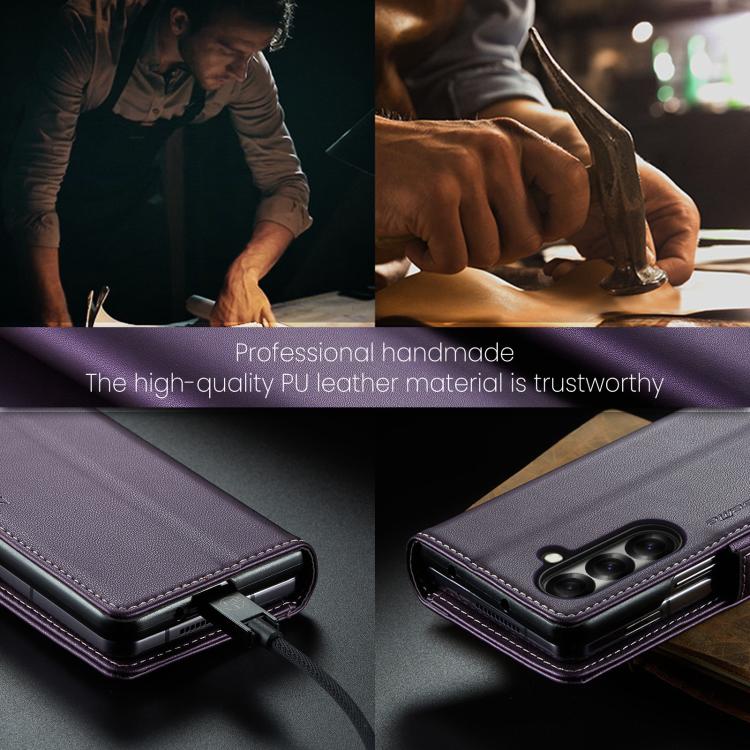 For Galaxy Z Fold7 CaseMe 023 Butterfly Buckle Litchi Texture RFID Anti-theft Leather Phone Case
