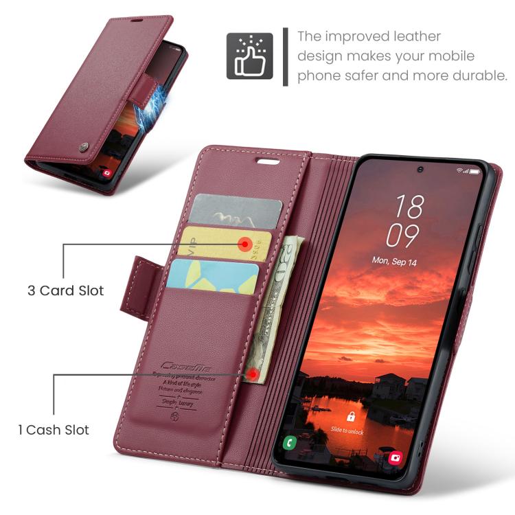 For Galaxy S25 FE 5G CaseMe 023 Butterfly Buckle Litchi Texture RFID Anti-theft Leather Phone Case