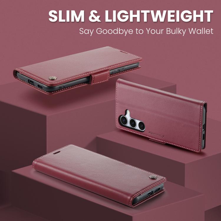 For Galaxy S25 FE 5G CaseMe 023 Butterfly Buckle Litchi Texture RFID Anti-theft Leather Phone Case