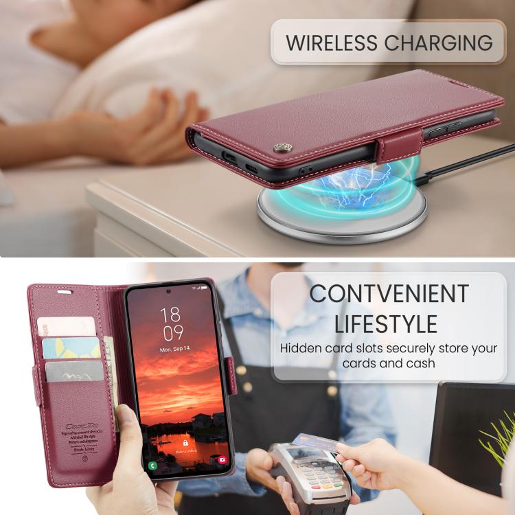 For Galaxy S25 FE 5G CaseMe 023 Butterfly Buckle Litchi Texture RFID Anti-theft Leather Phone Case