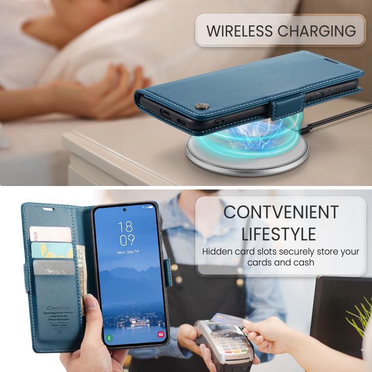 For Galaxy S25 FE 5G CaseMe 023 Butterfly Buckle Litchi Texture RFID Anti-theft Leather Phone Case