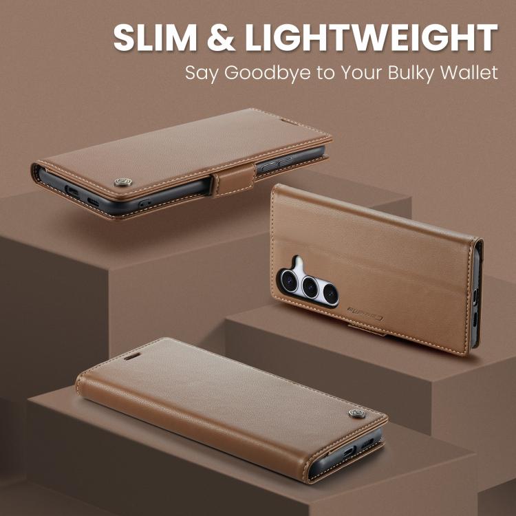 For Galaxy S25 FE 5G CaseMe 023 Butterfly Buckle Litchi Texture RFID Anti-theft Leather Phone Case
