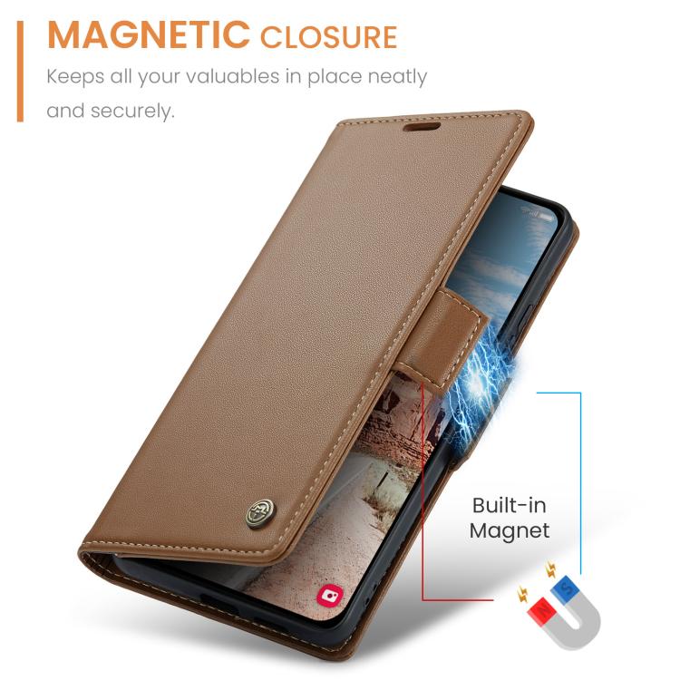 For Galaxy S25 FE 5G CaseMe 023 Butterfly Buckle Litchi Texture RFID Anti-theft Leather Phone Case