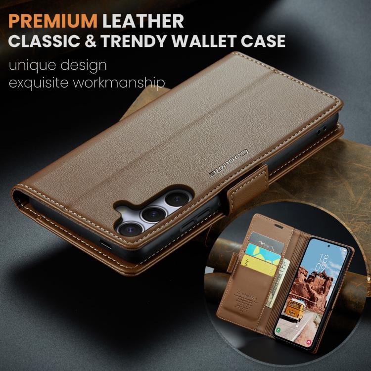 For Galaxy S25 FE 5G CaseMe 023 Butterfly Buckle Litchi Texture RFID Anti-theft Leather Phone Case