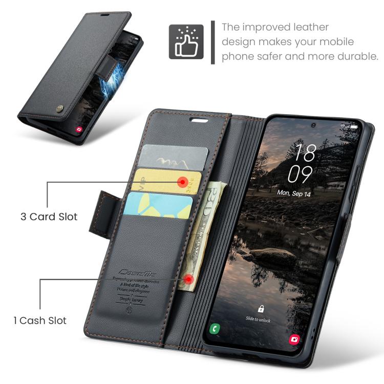 For Galaxy S25 FE 5G CaseMe 023 Butterfly Buckle Litchi Texture RFID Anti-theft Leather Phone Case