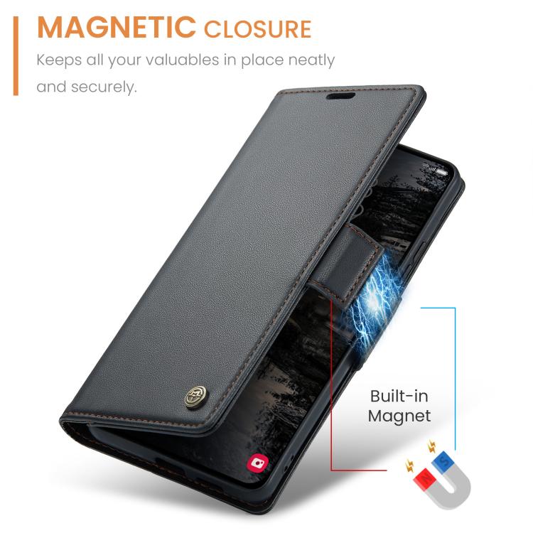 For Galaxy S25 FE 5G CaseMe 023 Butterfly Buckle Litchi Texture RFID Anti-theft Leather Phone Case