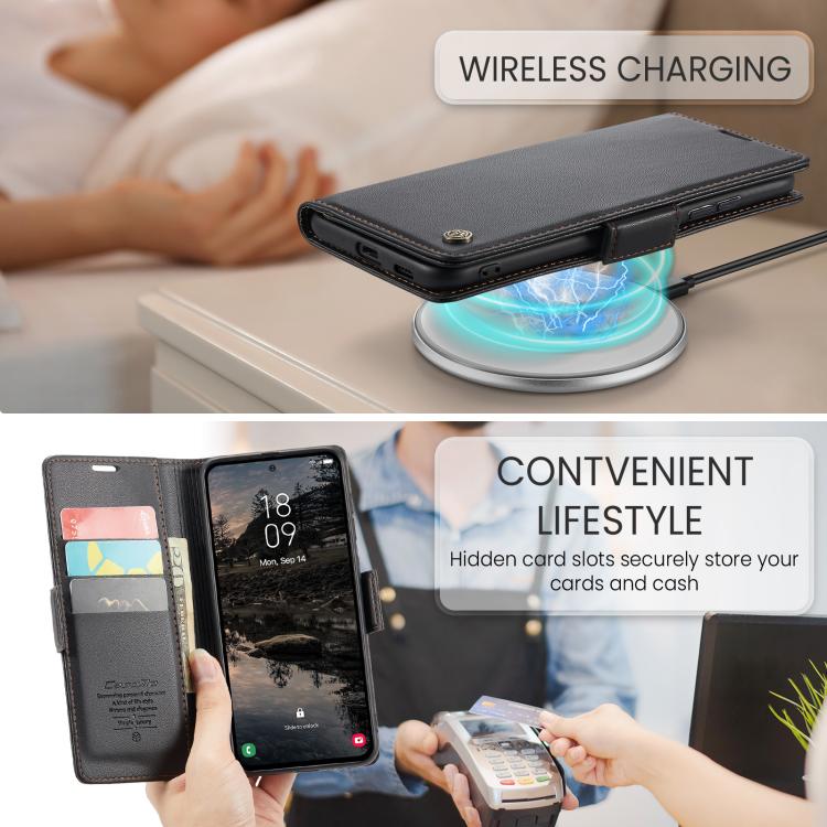 For Galaxy S25 FE 5G CaseMe 023 Butterfly Buckle Litchi Texture RFID Anti-theft Leather Phone Case