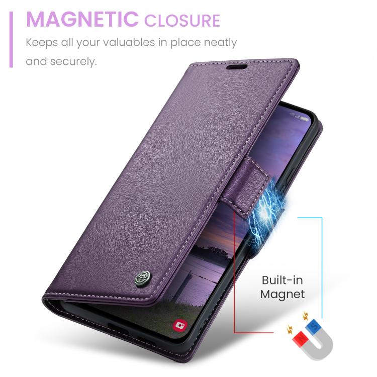 For Galaxy S25 FE 5G CaseMe 023 Butterfly Buckle Litchi Texture RFID Anti-theft Leather Phone Case