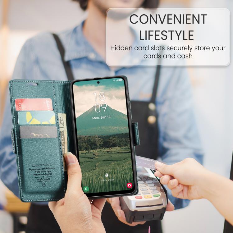 For Galaxy A17 CaseMe 023 Butterfly Buckle Litchi Texture RFID Anti-theft Leather Phone Case