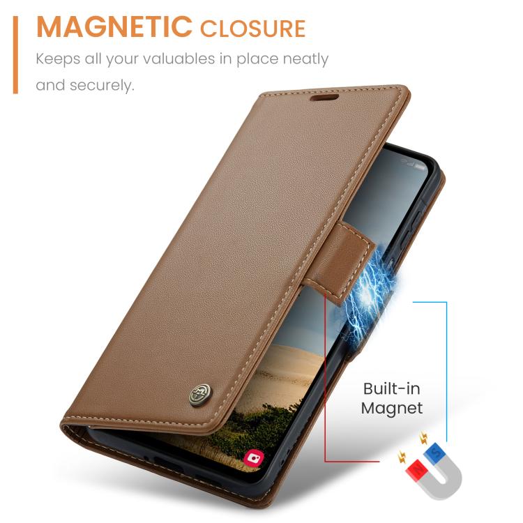 For Galaxy A17 CaseMe 023 Butterfly Buckle Litchi Texture RFID Anti-theft Leather Phone Case