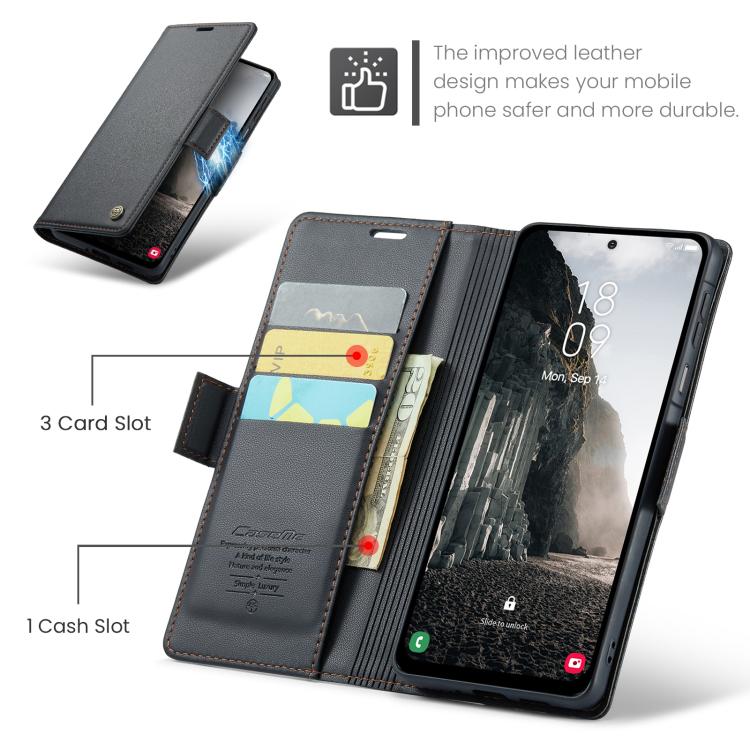 For Galaxy A17 CaseMe 023 Butterfly Buckle Litchi Texture RFID Anti-theft Leather Phone Case