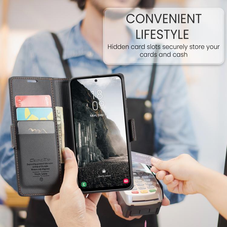 For Galaxy A17 CaseMe 023 Butterfly Buckle Litchi Texture RFID Anti-theft Leather Phone Case