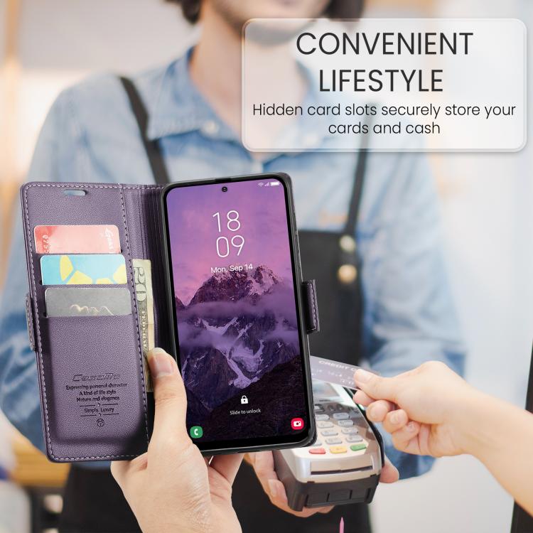 For Galaxy A17 CaseMe 023 Butterfly Buckle Litchi Texture RFID Anti-theft Leather Phone Case