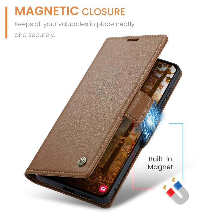 For Galaxy S26 5G CaseMe 023 Butterfly Buckle Litchi Texture RFID Anti-theft Leather Phone Case