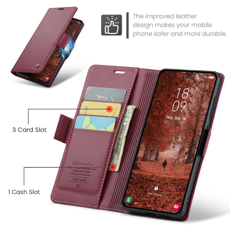 For Galaxy S26+ 5G CaseMe 023 Butterfly Buckle Litchi Texture RFID Anti-theft Leather Phone Case