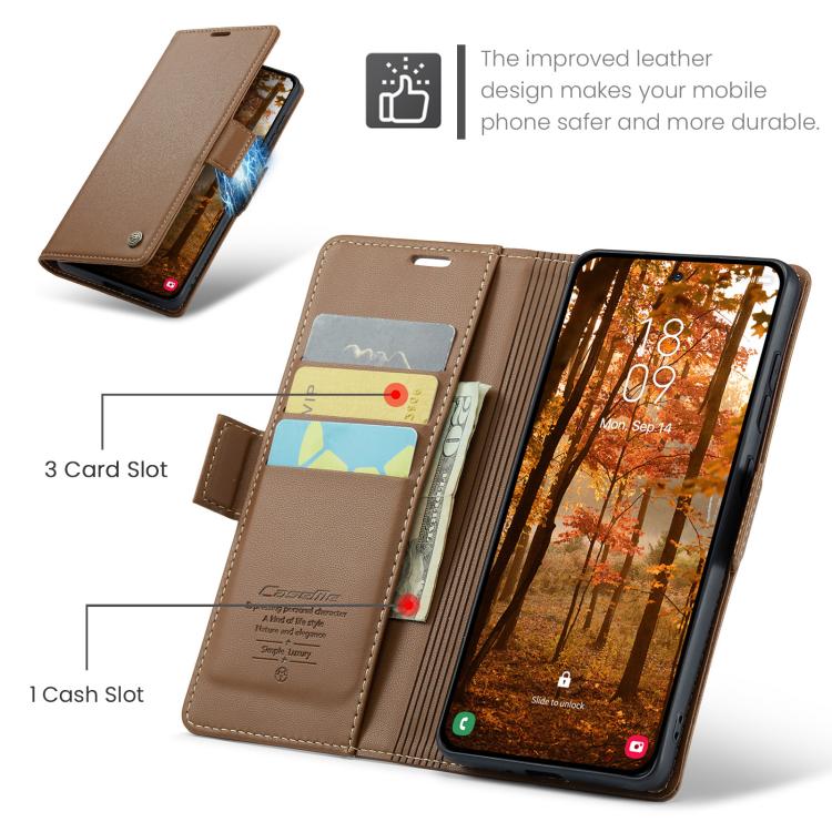 For Galaxy S26+ 5G CaseMe 023 Butterfly Buckle Litchi Texture RFID Anti-theft Leather Phone Case