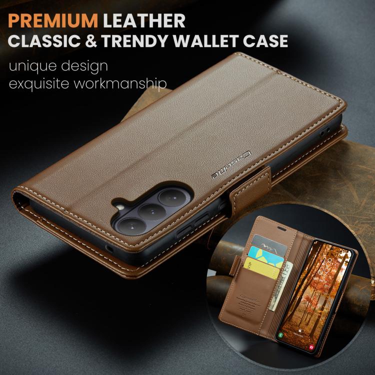 For Galaxy S26+ 5G CaseMe 023 Butterfly Buckle Litchi Texture RFID Anti-theft Leather Phone Case