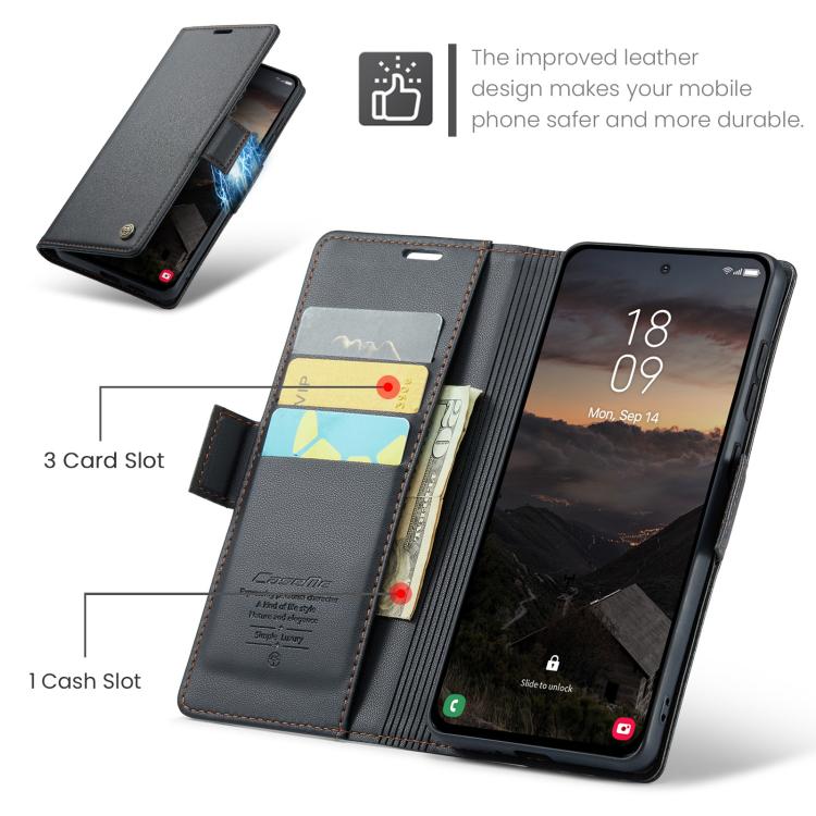 For Galaxy S26+ 5G CaseMe 023 Butterfly Buckle Litchi Texture RFID Anti-theft Leather Phone Case