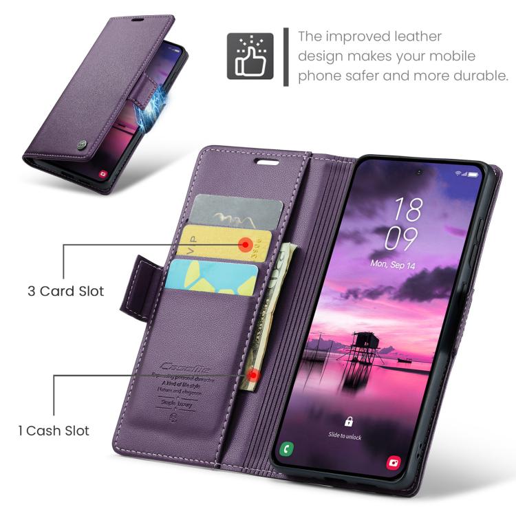 For Galaxy S26+ 5G CaseMe 023 Butterfly Buckle Litchi Texture RFID Anti-theft Leather Phone Case