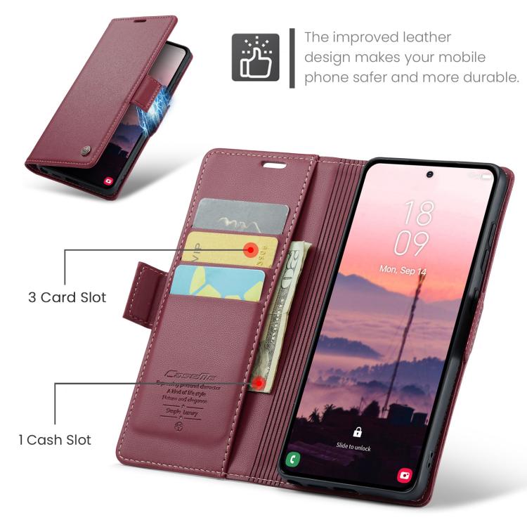 For Galaxy S26 Ultra 5G CaseMe 023 Butterfly Buckle Litchi Texture RFID Anti-theft Leather Phone Case