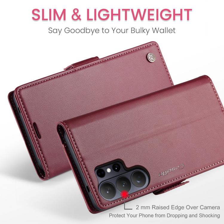 For Galaxy S26 Ultra 5G CaseMe 023 Butterfly Buckle Litchi Texture RFID Anti-theft Leather Phone Case