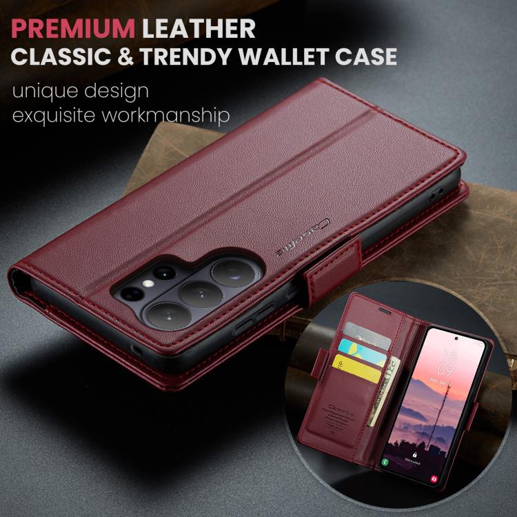 For Galaxy S26 Ultra 5G CaseMe 023 Butterfly Buckle Litchi Texture RFID Anti-theft Leather Phone Case