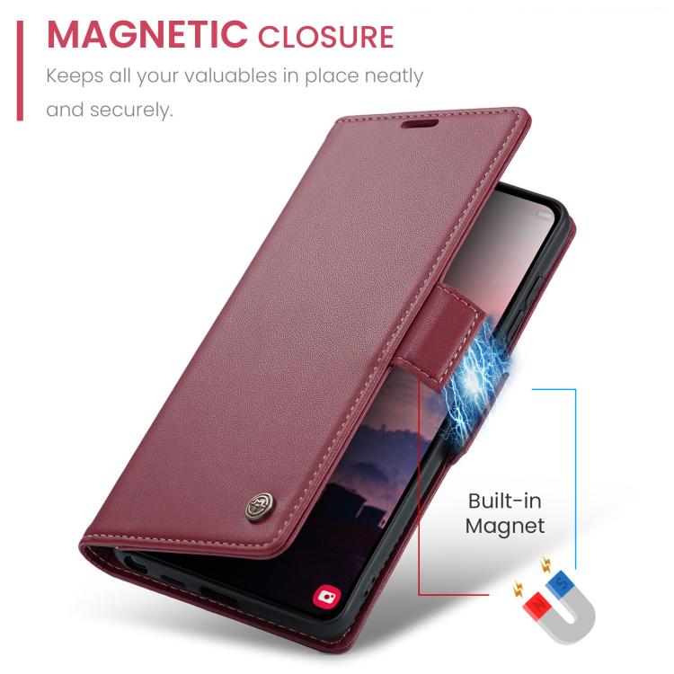 For Galaxy S26 Ultra 5G CaseMe 023 Butterfly Buckle Litchi Texture RFID Anti-theft Leather Phone Case