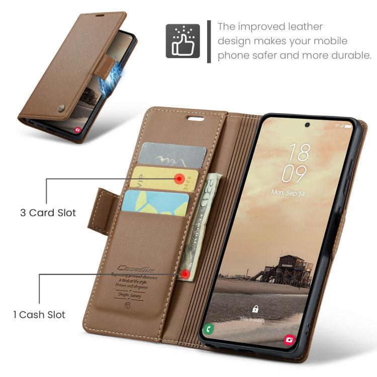 For Galaxy S26 Ultra 5G CaseMe 023 Butterfly Buckle Litchi Texture RFID Anti-theft Leather Phone Case