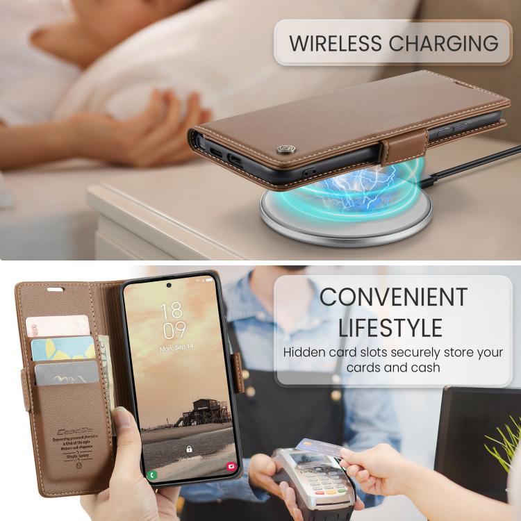 For Galaxy S26 Ultra 5G CaseMe 023 Butterfly Buckle Litchi Texture RFID Anti-theft Leather Phone Case