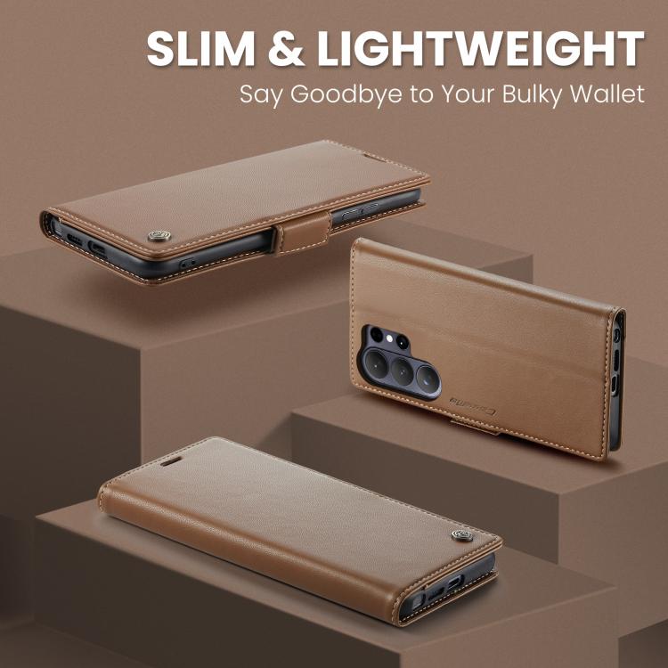 For Galaxy S26 Ultra 5G CaseMe 023 Butterfly Buckle Litchi Texture RFID Anti-theft Leather Phone Case