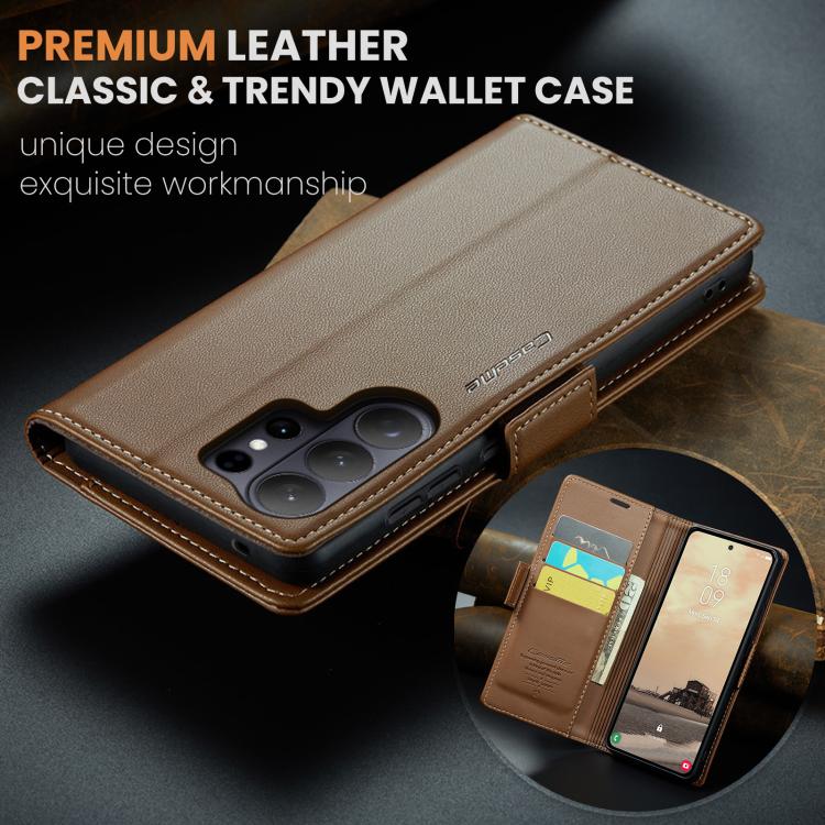 For Galaxy S26 Ultra 5G CaseMe 023 Butterfly Buckle Litchi Texture RFID Anti-theft Leather Phone Case