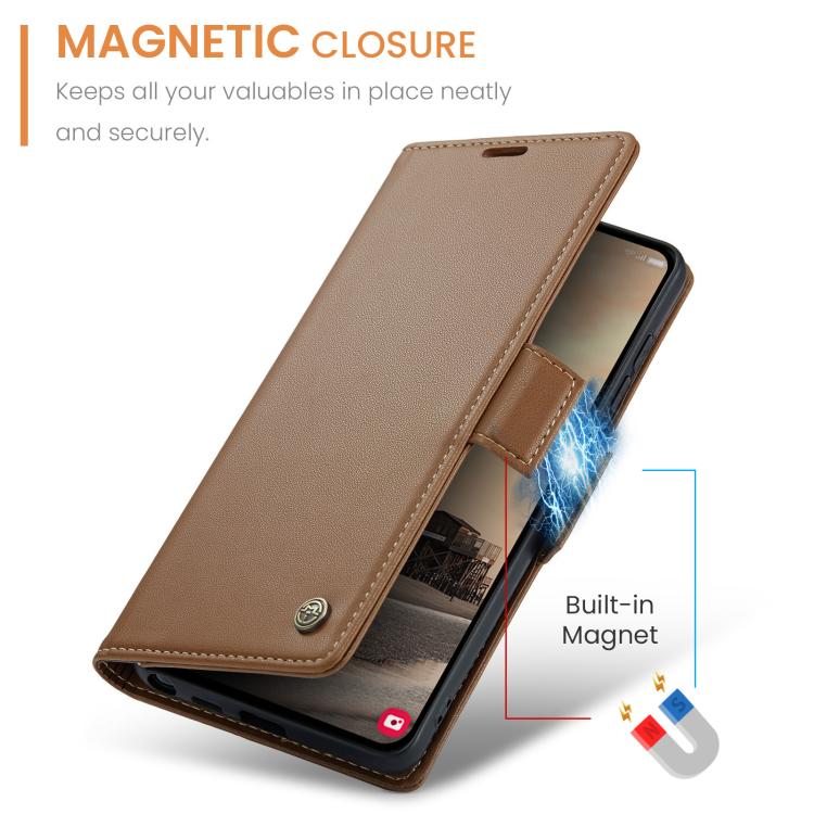 For Galaxy S26 Ultra 5G CaseMe 023 Butterfly Buckle Litchi Texture RFID Anti-theft Leather Phone Case