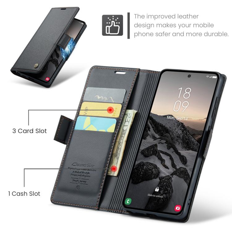 For Galaxy S26 Ultra 5G CaseMe 023 Butterfly Buckle Litchi Texture RFID Anti-theft Leather Phone Case