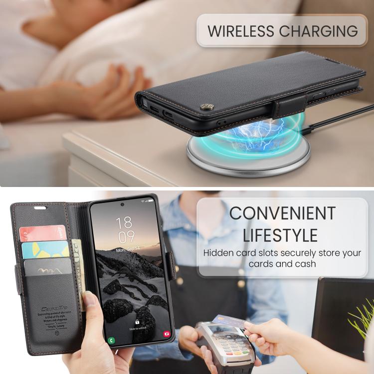 For Galaxy S26 Ultra 5G CaseMe 023 Butterfly Buckle Litchi Texture RFID Anti-theft Leather Phone Case