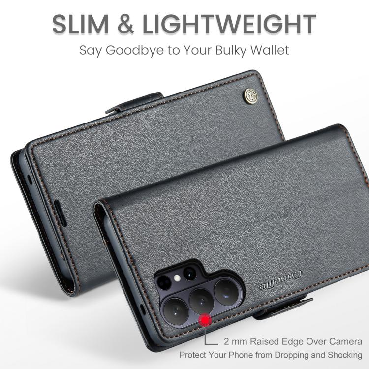 For Galaxy S26 Ultra 5G CaseMe 023 Butterfly Buckle Litchi Texture RFID Anti-theft Leather Phone Case