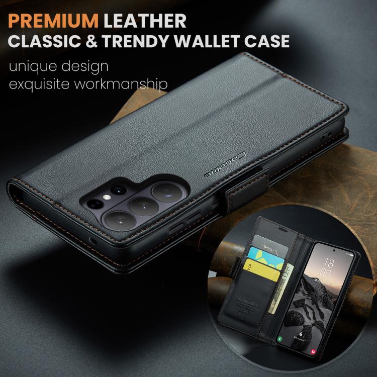 For Galaxy S26 Ultra 5G CaseMe 023 Butterfly Buckle Litchi Texture RFID Anti-theft Leather Phone Case