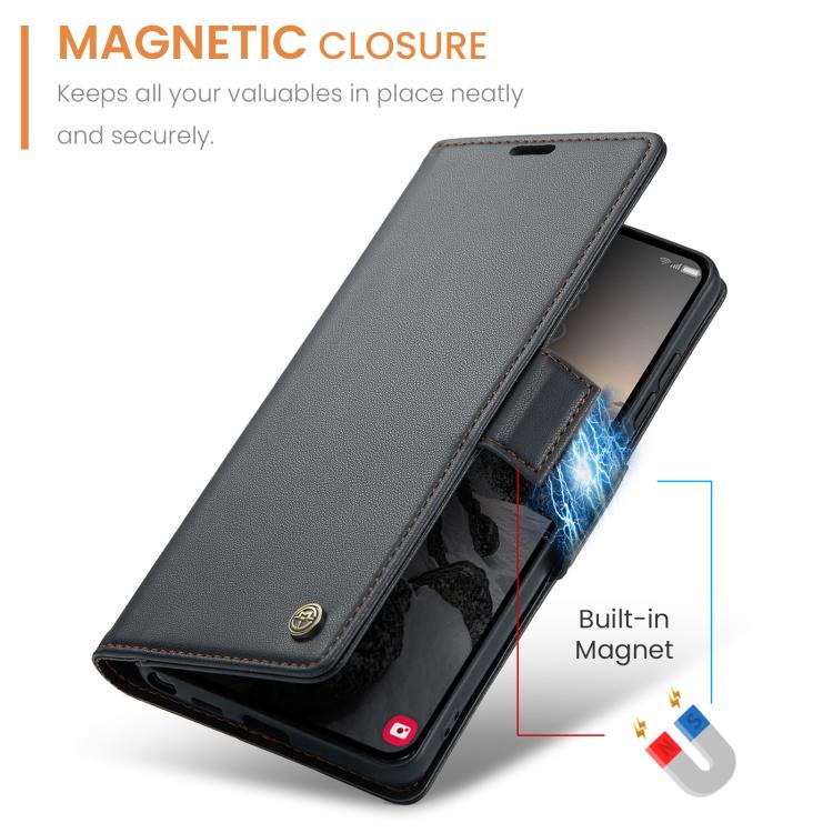 For Galaxy S26 Ultra 5G CaseMe 023 Butterfly Buckle Litchi Texture RFID Anti-theft Leather Phone Case