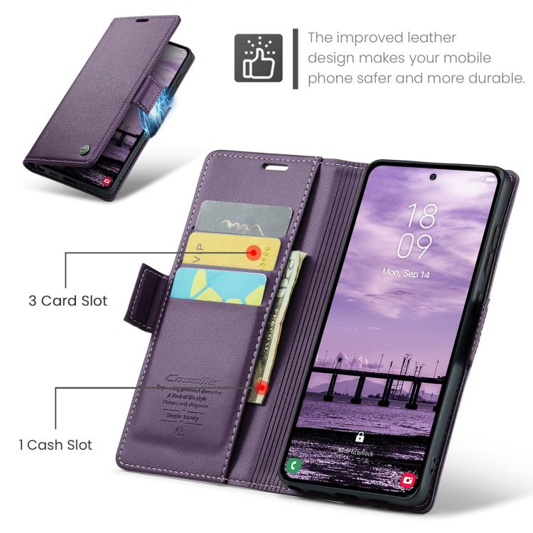 For Galaxy S26 Ultra 5G CaseMe 023 Butterfly Buckle Litchi Texture RFID Anti-theft Leather Phone Case