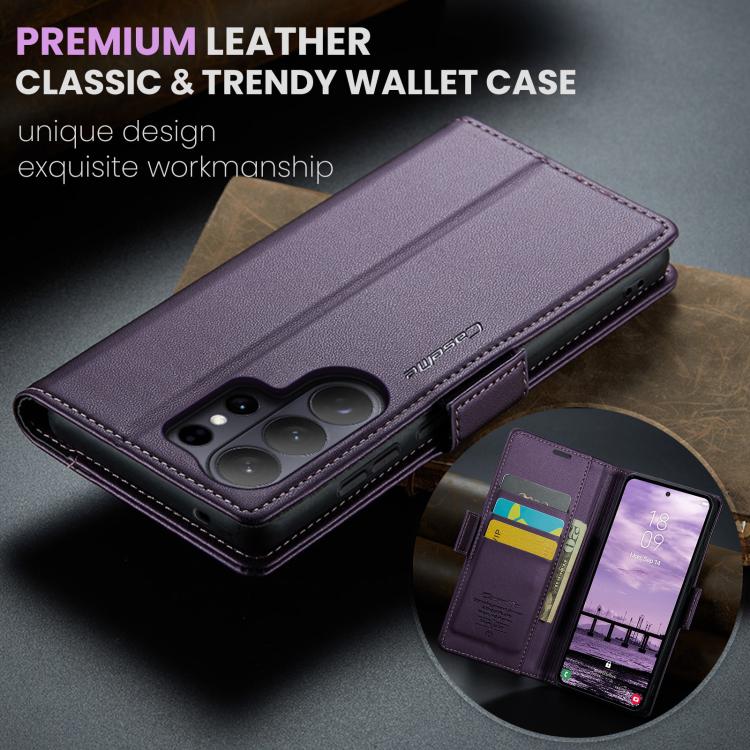 For Galaxy S26 Ultra 5G CaseMe 023 Butterfly Buckle Litchi Texture RFID Anti-theft Leather Phone Case