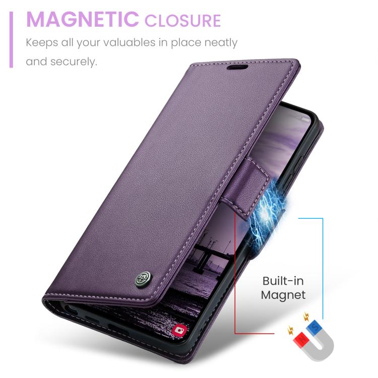 For Galaxy S26 Ultra 5G CaseMe 023 Butterfly Buckle Litchi Texture RFID Anti-theft Leather Phone Case