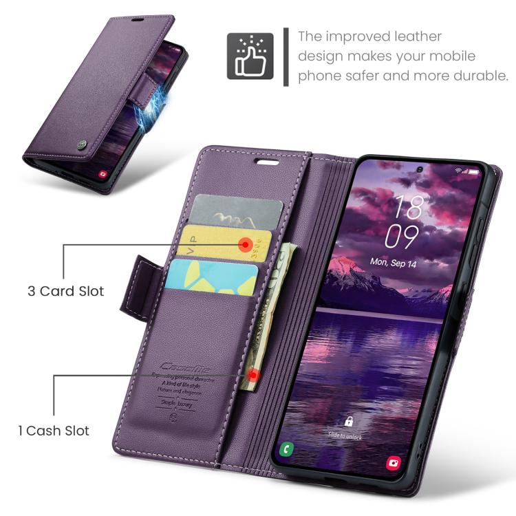 For Galaxy A37 5G CaseMe 023 Butterfly Buckle Litchi Texture RFID Anti-theft Leather Phone Case