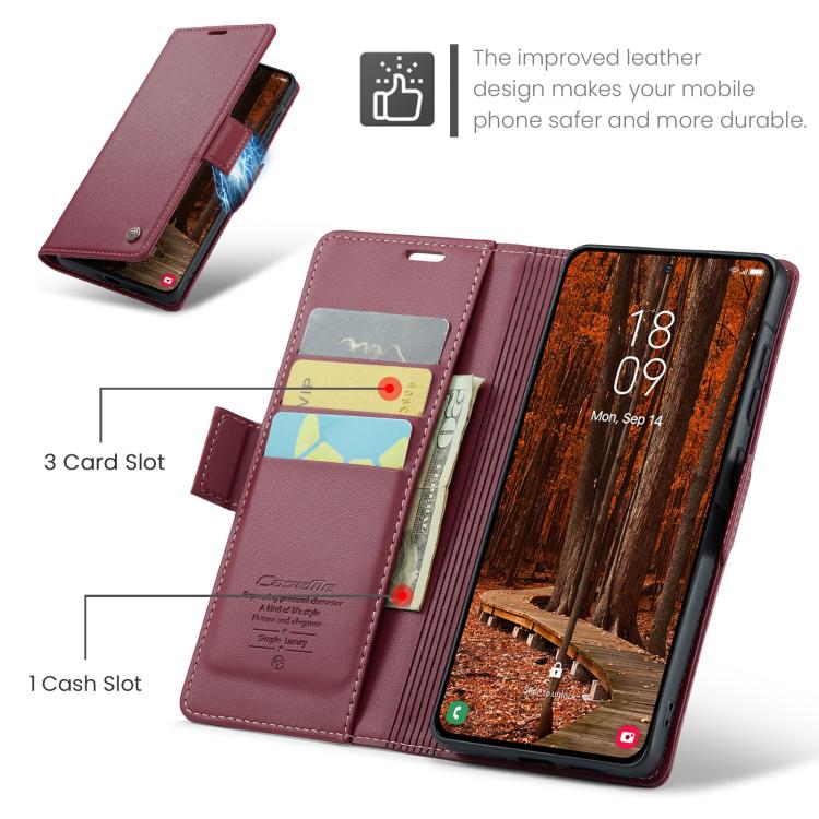 For Galaxy A57 5G CaseMe 023 Butterfly Buckle Litchi Texture RFID Anti-theft Leather Phone Case